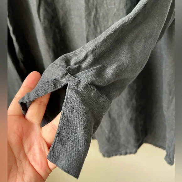 FLAX Black 100% Linen Tunic Sz Small - Picture 4 of 6